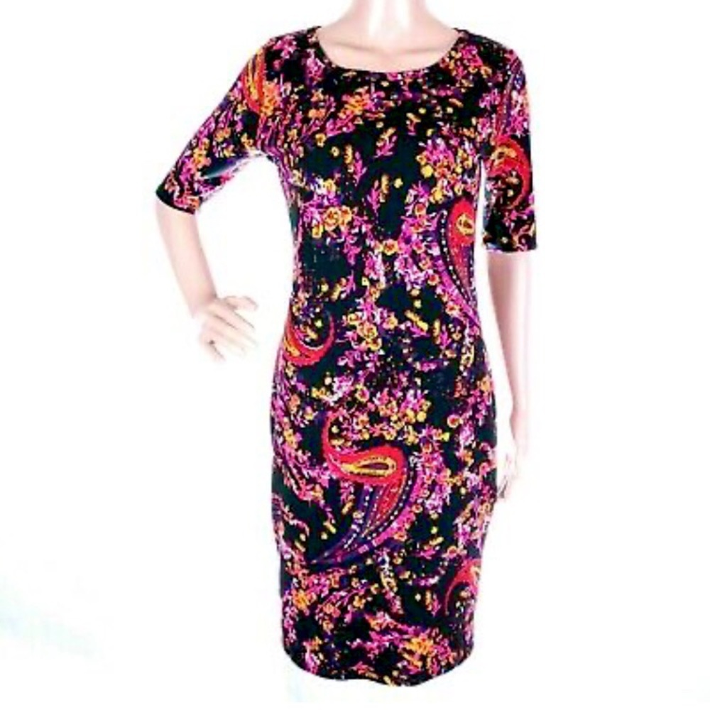 Lularoe Julia Dress XL Pink Black Paisley Print